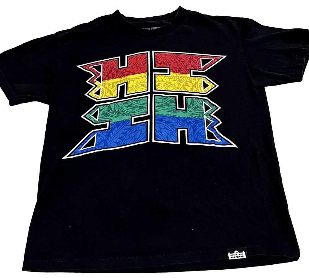 Hawaii’s Finest Black T-Shirt Tribal HIFI LOGO Men's Size L - Aloha Bowl 2016